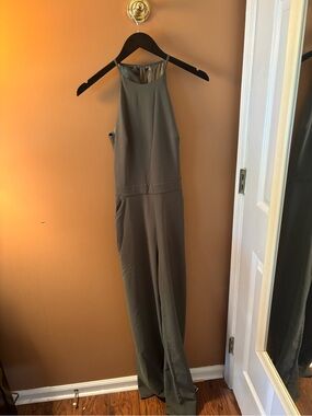 bebe Olive Green Halter Jumpsuit